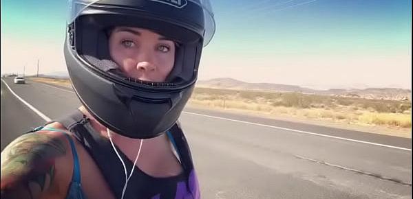  felicity feline motorcycle babe riding aprilia in bra